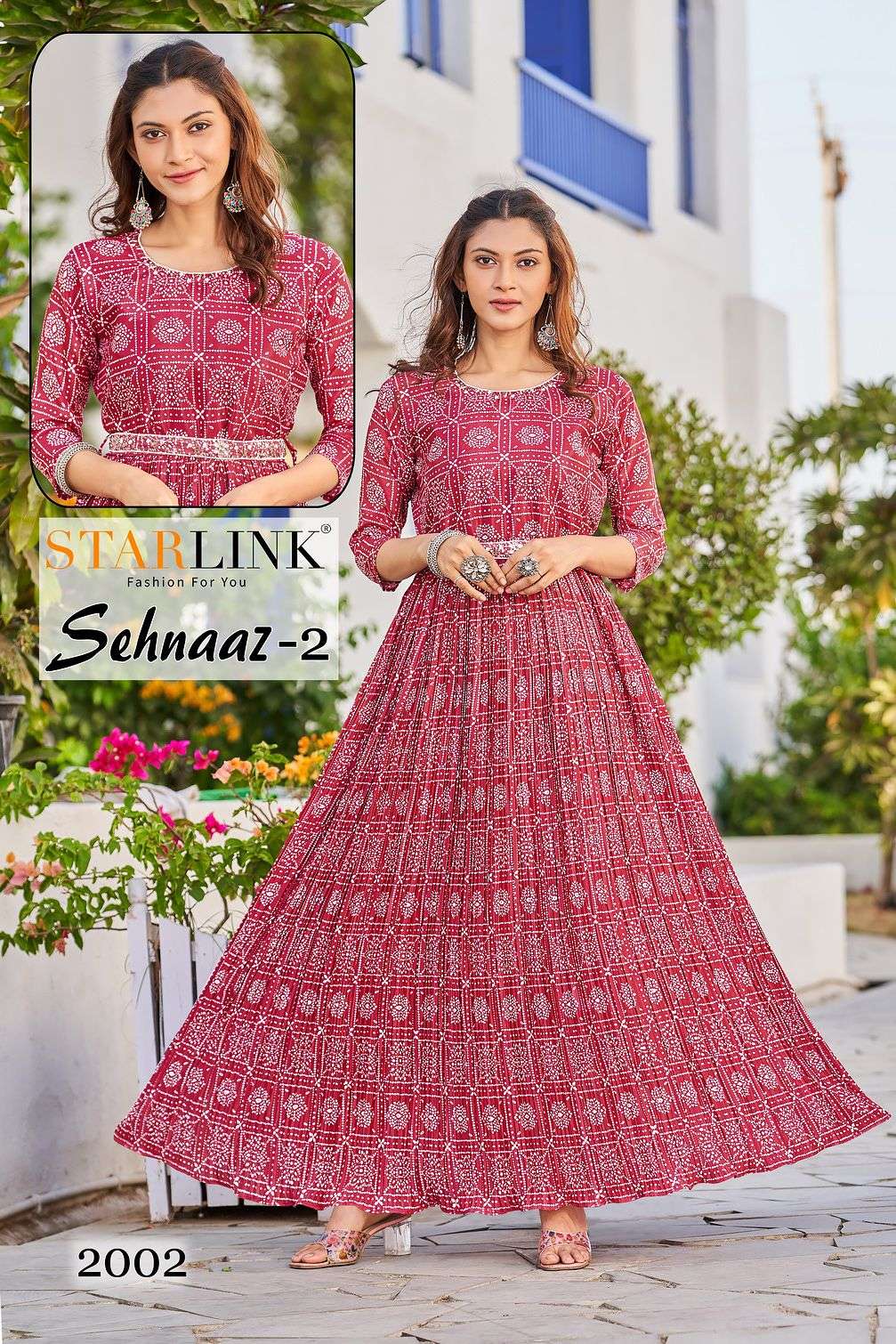 SEHNAAZ VOL-2 BY STARLINK 2001 TO 2008 SERIES DESIGNER STYLISH FANCY COLORFUL BEAUTIFUL PARTY WEAR & ETHNIC WEAR COLLECTION CHINNON DIGITAL PRINT GOWNS AT WHOLESALE PRICE