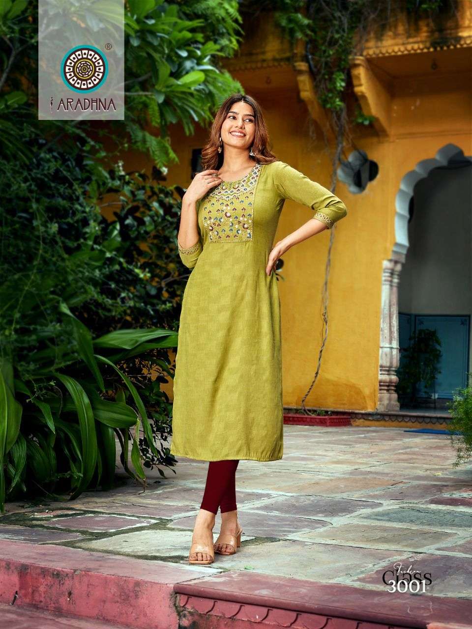FASHION CLASS VOL-3 BY ARADHNA FASHION 3001 TO 3005 SERIES DESIGNER STYLISH FANCY COLORFUL BEAUTIFUL PARTY WEAR & ETHNIC WEAR COLLECTION RAYON EMBROIDERED KURTIS AT WHOLESALE PRICE