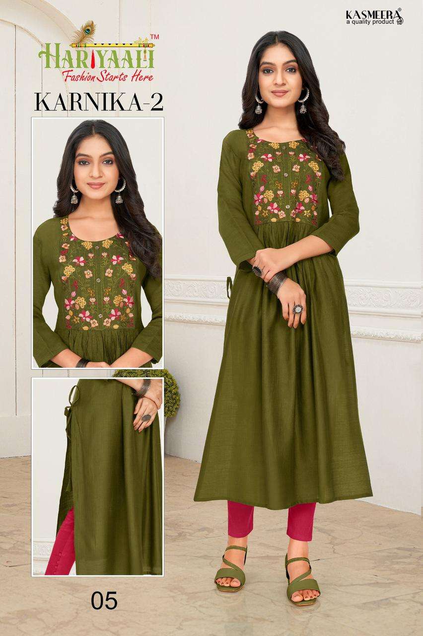 KARNIKA VOL-2 BY HARIYAALI 01 TO 06 SERIES DESIGNER STYLISH FANCY COLORFUL BEAUTIFUL PARTY WEAR & ETHNIC WEAR COLLECTION SILK EMBROIDERED KURTIS AT WHOLESALE PRICE