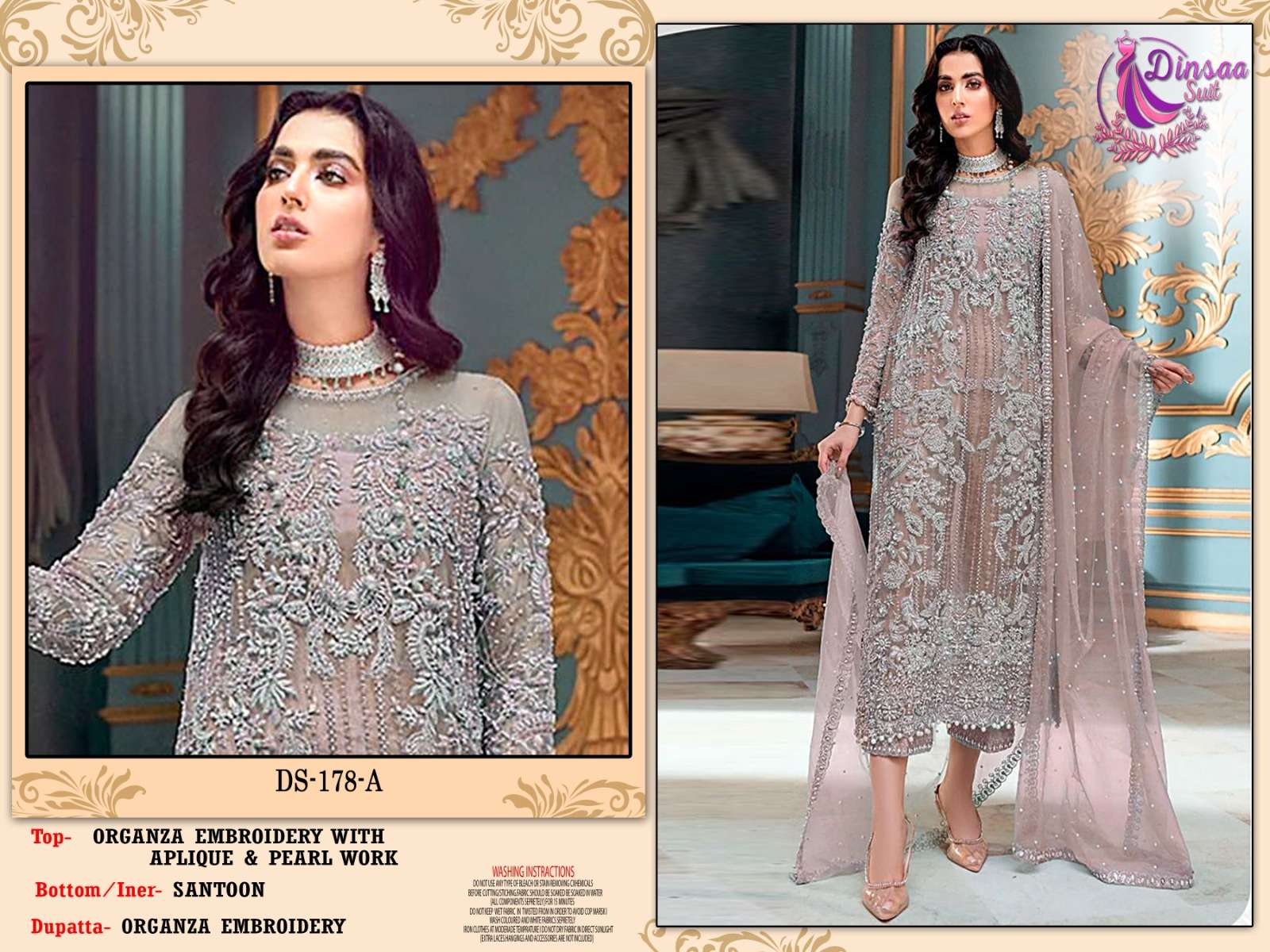 Dinsaa Hit Design 178 Colours By Dinsaa Suits 178-A To 178-D Series Designer Pakistani Suits Beautiful Stylish Fancy Colorful Party Wear & Occasional Wear Organza Embroidered Dresses At Wholesale Price