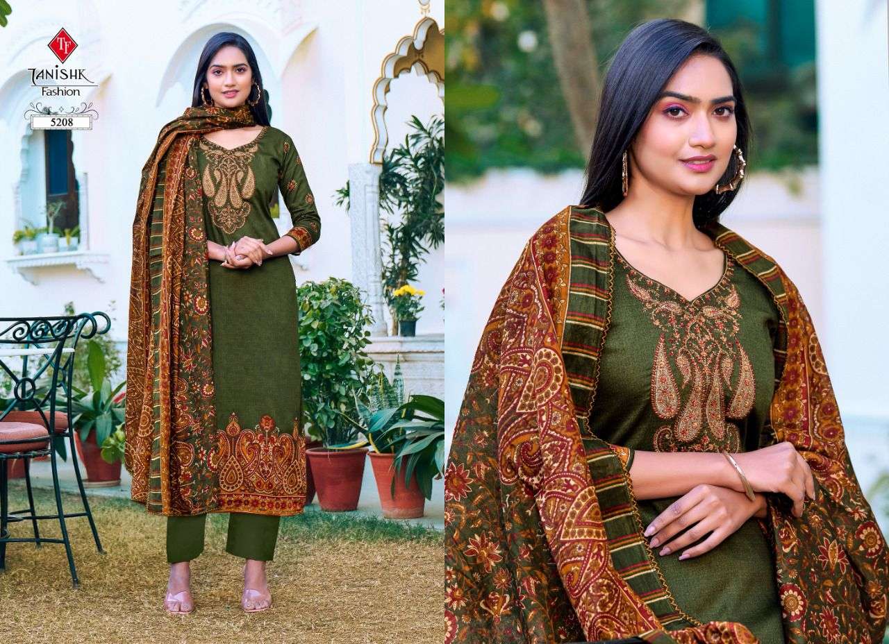 MEHRAAZ VOL-2 BY TANISHK FASHION 5201 TO 5208 SERIES BEAUTIFUL SUITS STYLISH COLORFUL FANCY CASUAL WEAR & ETHNIC WEAR PURE JAM PRINT EMBROIDERED DRESSES AT WHOLESALE PRICE