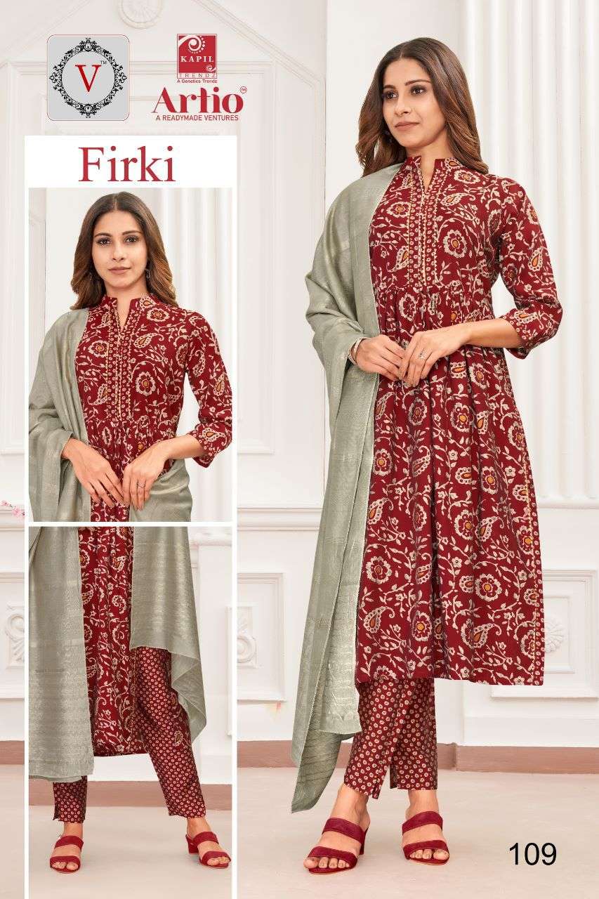 FIRKI BY ARTIO 101 TO 111 SERIES DESIGNER SUITS BEAUTIFUL FANCY COLORFUL STYLISH PARTY WEAR & OCCASIONAL WEAR MODAL PRINT DRESSES AT WHOLESALE PRICE