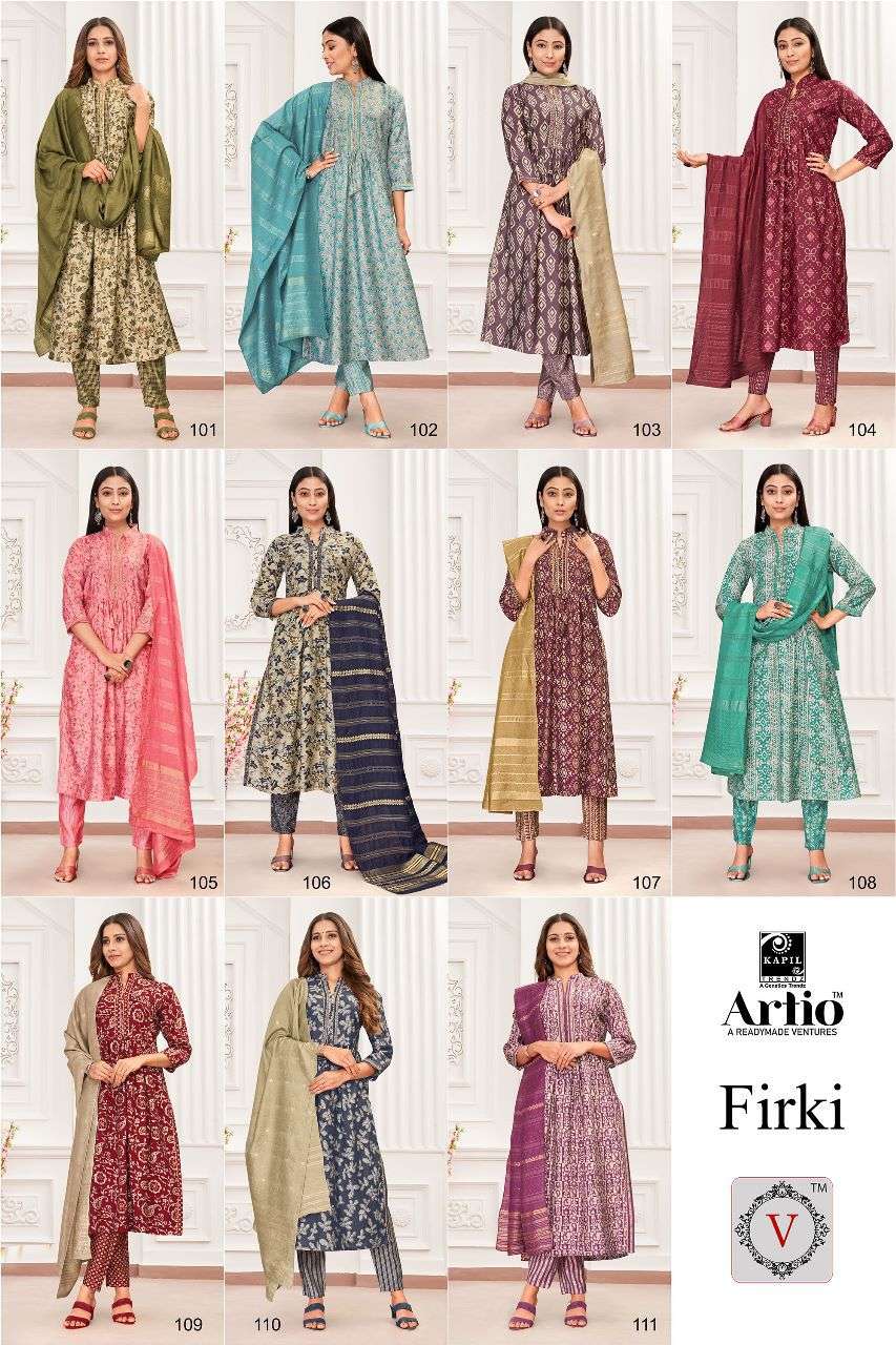 FIRKI BY ARTIO 101 TO 111 SERIES DESIGNER SUITS BEAUTIFUL FANCY COLORFUL STYLISH PARTY WEAR & OCCASIONAL WEAR MODAL PRINT DRESSES AT WHOLESALE PRICE