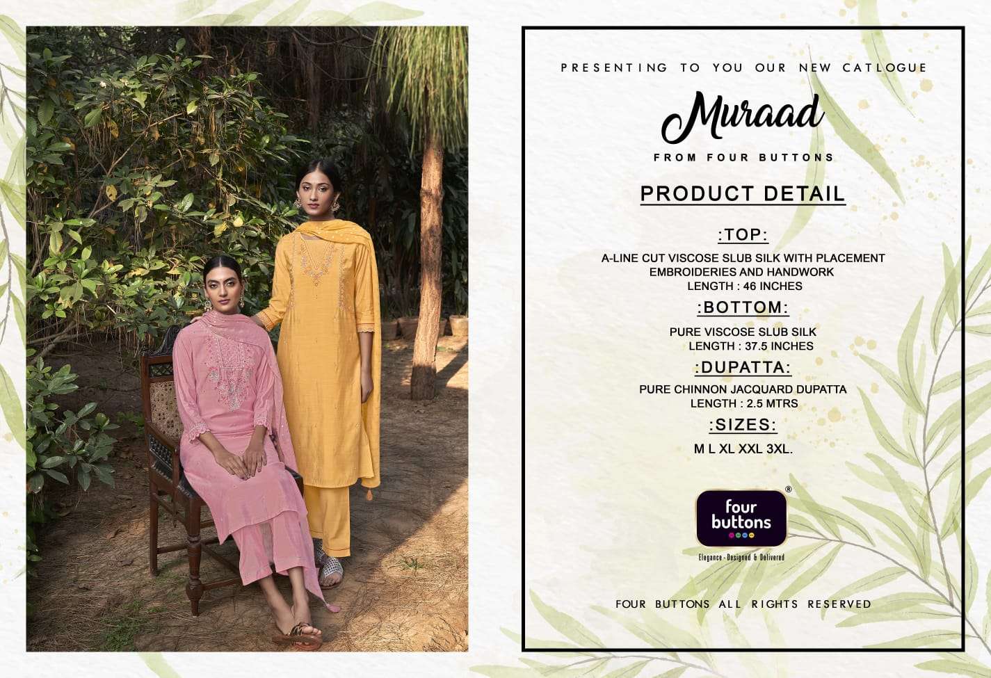 MURAAD BY FOUR BUTTONS 3051 TO 3056 SERIES DESIGNER SUITS BEAUTIFUL FANCY COLORFUL STYLISH PARTY WEAR & OCCASIONAL WEAR HEAVY VISCOSE SILK EMBROIDERY DRESSES AT WHOLESALE PRICE