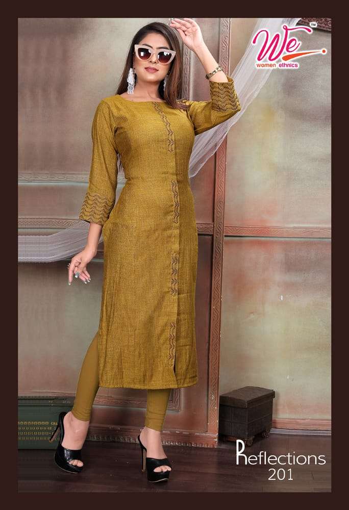 REFLECTIONS BY WOMEN ETHNIC 201 TO 208 SERIES BEAUTIFUL STYLISH FANCY COLORFUL CASUAL WEAR & ETHNIC WEAR RAYON PASHMINA KURTIS AT WHOLESALE PRICE