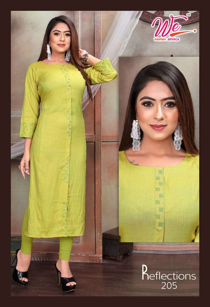 REFLECTIONS BY WOMEN ETHNIC 201 TO 208 SERIES BEAUTIFUL STYLISH FANCY COLORFUL CASUAL WEAR & ETHNIC WEAR RAYON PASHMINA KURTIS AT WHOLESALE PRICE