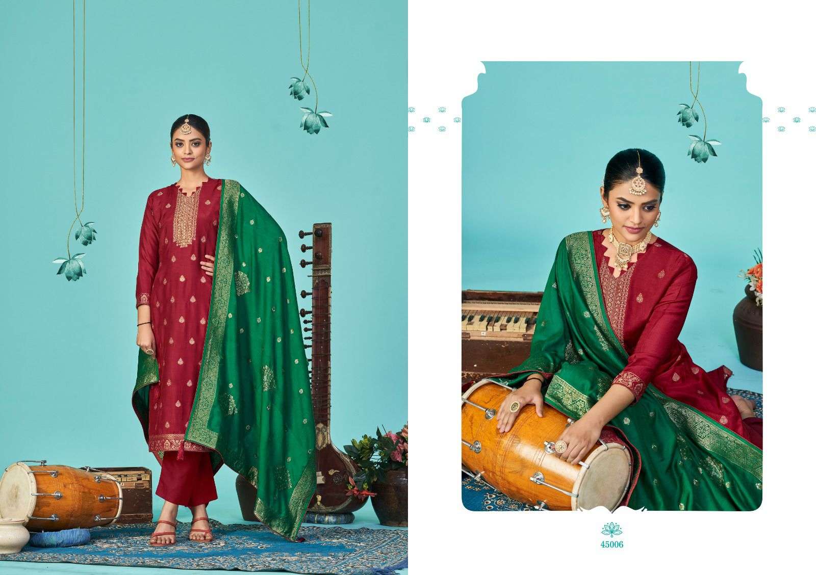 ZULFAT VOL-2 BY NISHANT FASHION 45001 TO 45006 SERIES BEAUTIFUL STYLISH SUITS FANCY COLORFUL CASUAL WEAR & ETHNIC WEAR & READY TO WEAR PURE MUSLIN SILK DRESSES AT WHOLESALE PRICE