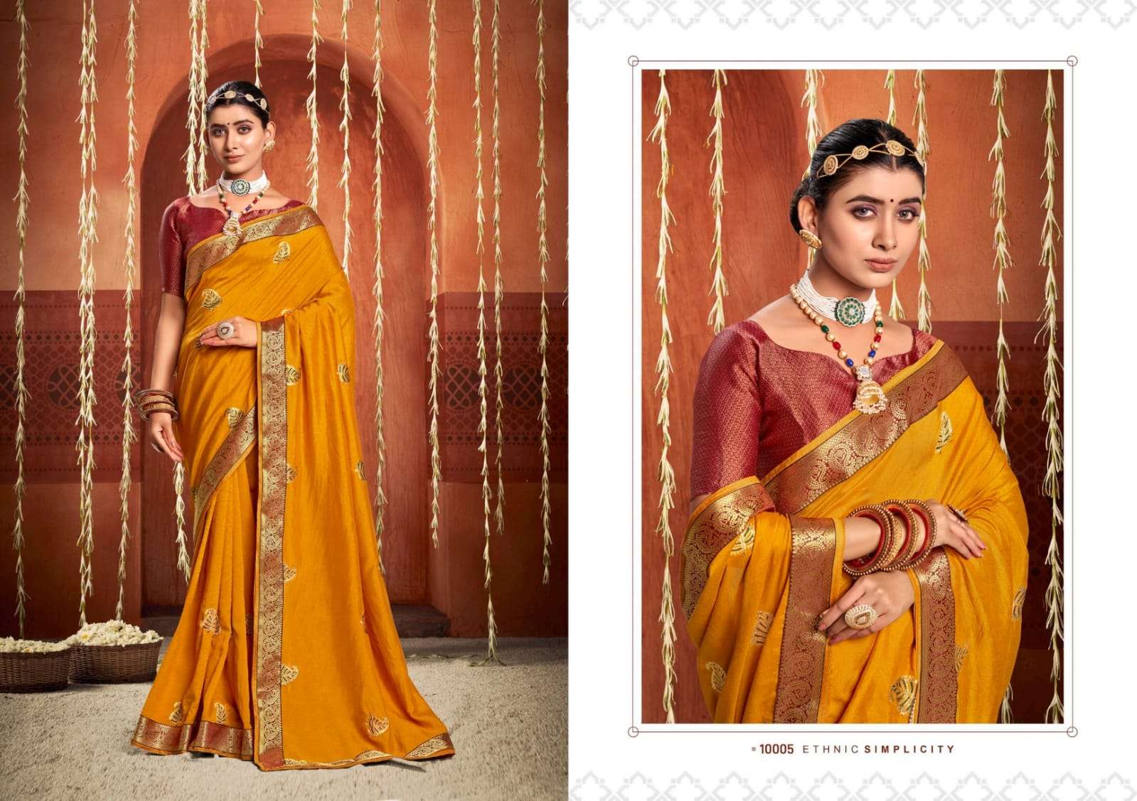 Baanvi By Right Women 10001 To 10008 Series Indian Traditional Wear Collection Beautiful Stylish Fancy Colorful Party Wear & Occasional Wear Vichitra Sarees At Wholesale Price