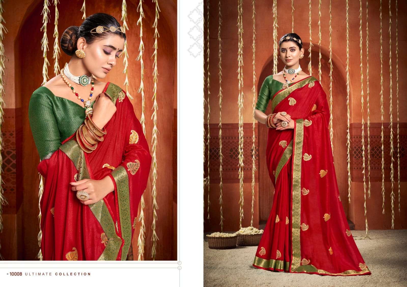 Baanvi By Right Women 10001 To 10008 Series Indian Traditional Wear Collection Beautiful Stylish Fancy Colorful Party Wear & Occasional Wear Vichitra Sarees At Wholesale Price