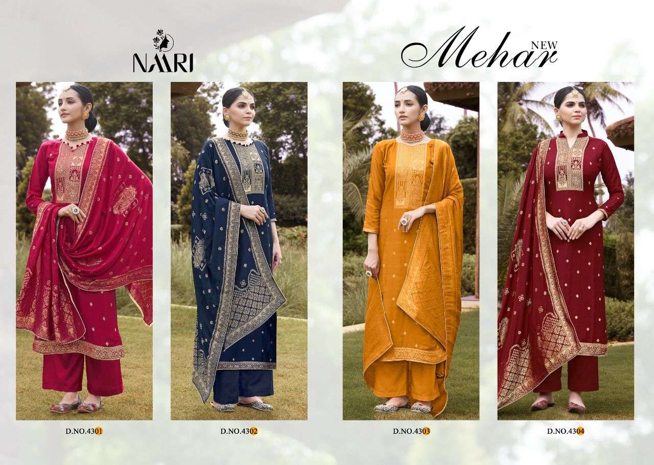 NEW MEHAR BY NAARI 4301 TO 4304 SERIES BEAUTIFUL STYLISH SUITS