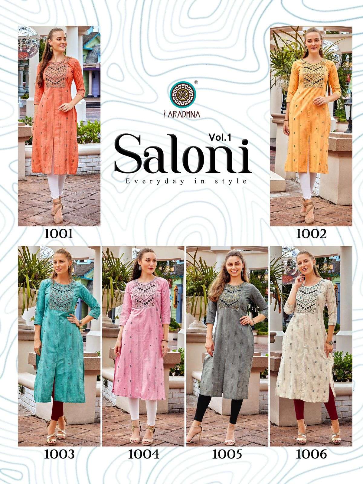 Saloni Vol-1 By Aradhna Fashion 1001 To 1006 Series Beautiful Stylish Fancy Colorful Casual Wear & Ethnic Wear Cotton Embroidered Kurtis At Wholesale Price
