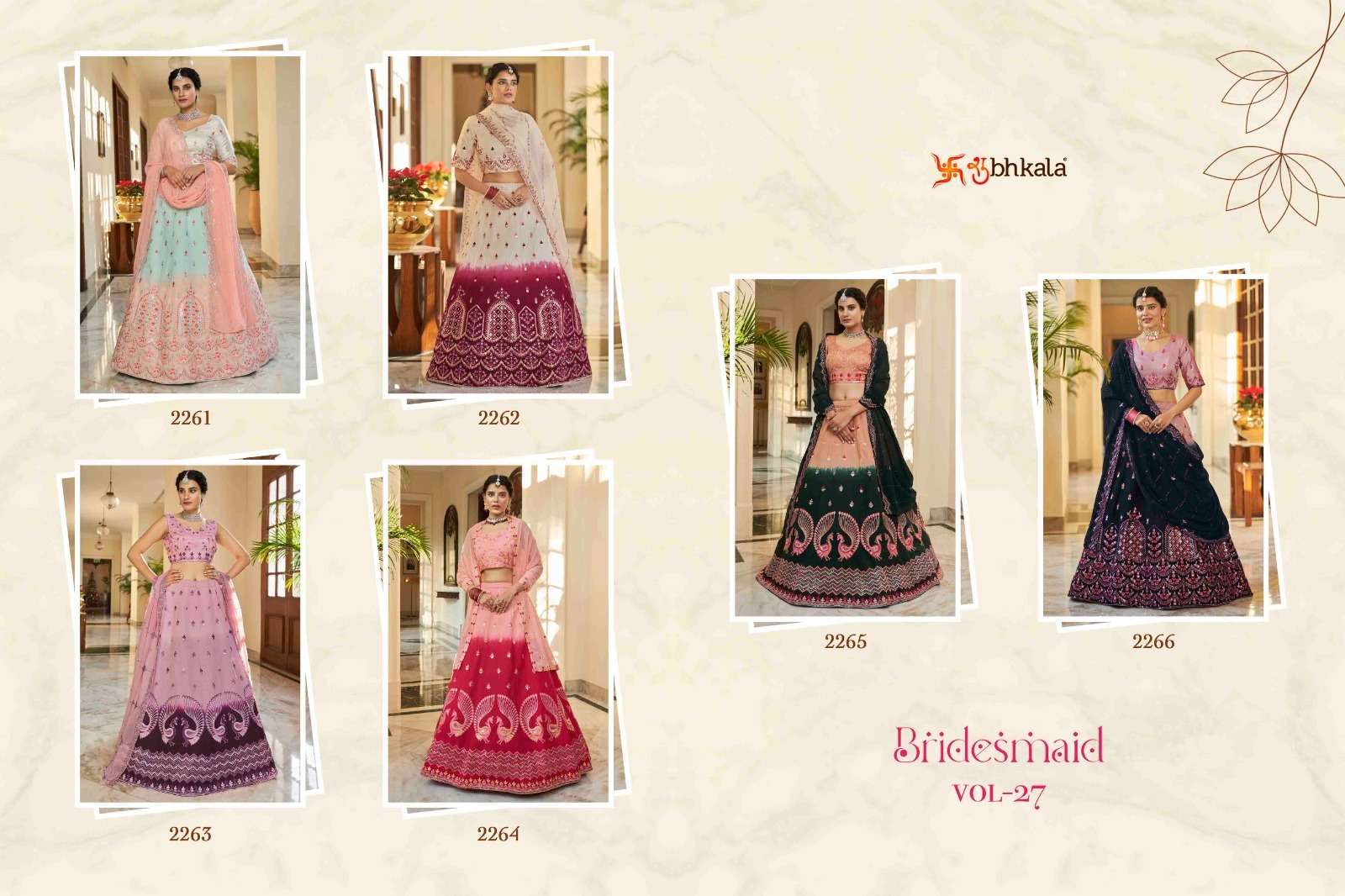 Bridesmaid Vol-27 By Shubhkala 2261 To 226 Series Bridal Wear Collection Beautiful Stylish Colorful Fancy Party Wear & Occasional Wear Art Silk Lehengas At Wholesale Price