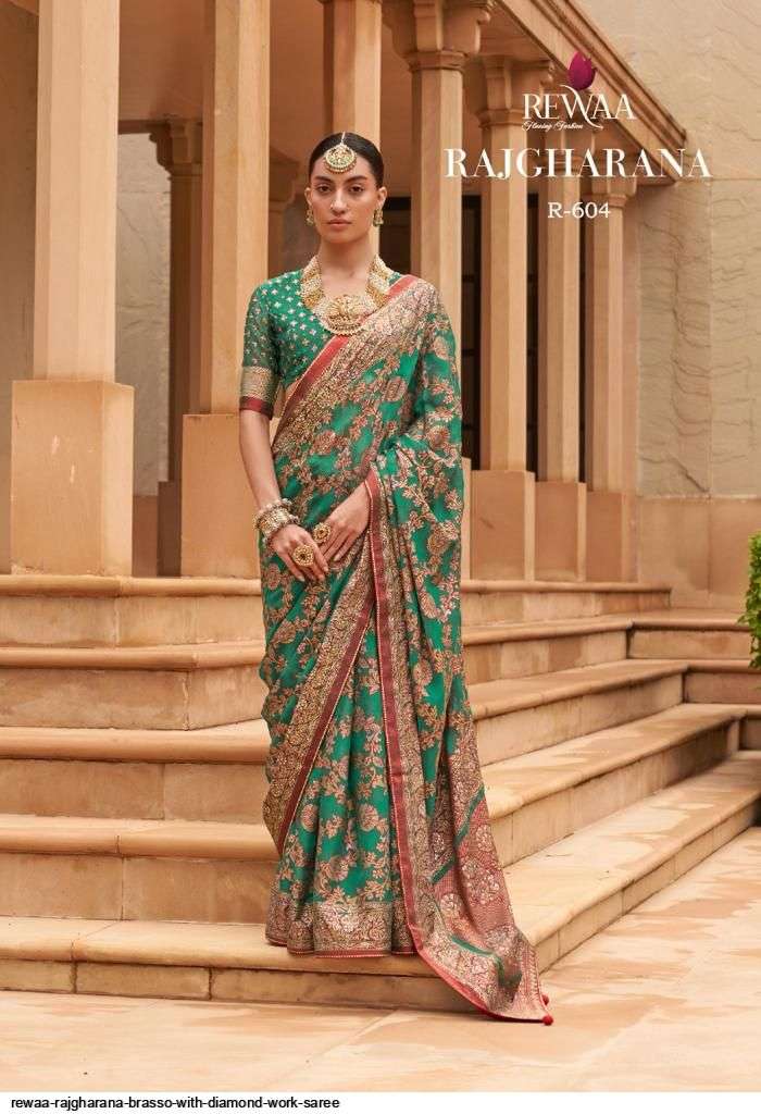 Rajgharana By Rewaa Indian Traditional Wear Collection Beautiful Stylish Fancy Colorful Party Wear & Occasional Wear Brasso Sarees At Wholesale Price