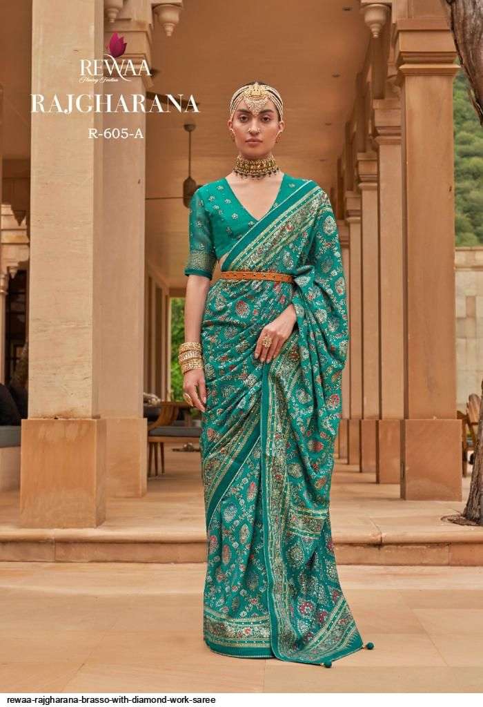 Rajgharana By Rewaa Indian Traditional Wear Collection Beautiful Stylish Fancy Colorful Party Wear & Occasional Wear Brasso Sarees At Wholesale Price