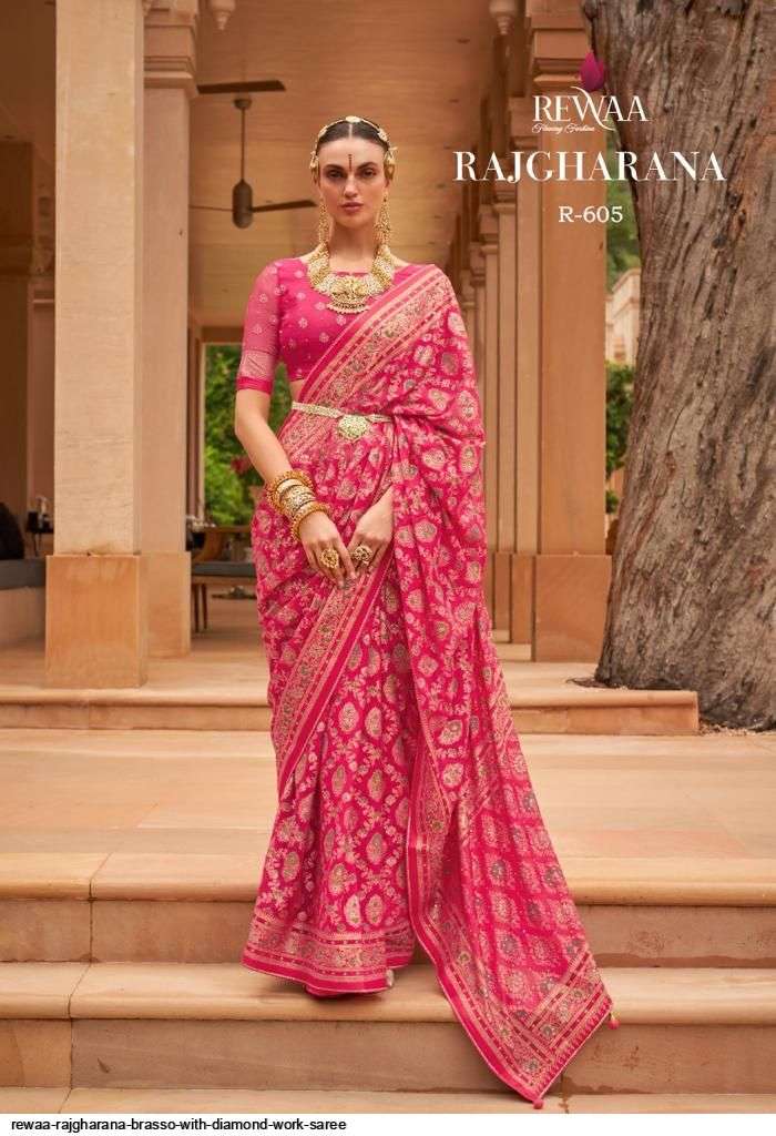 Rajgharana By Rewaa Indian Traditional Wear Collection Beautiful Stylish Fancy Colorful Party Wear & Occasional Wear Brasso Sarees At Wholesale Price