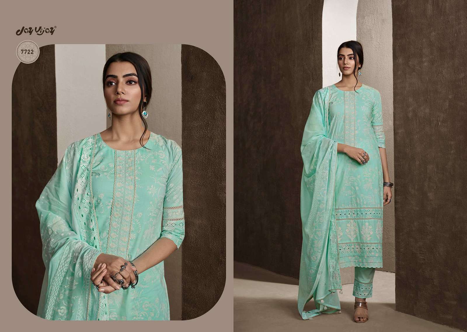 Shehnaaz By Jay Vijay Prints 7721 To 7728 Series Designer Festive Suits Beautiful Stylish Fancy Colorful Party Wear & Occasional Wear Pure Cotton Embroidered Dresses At Wholesale Price