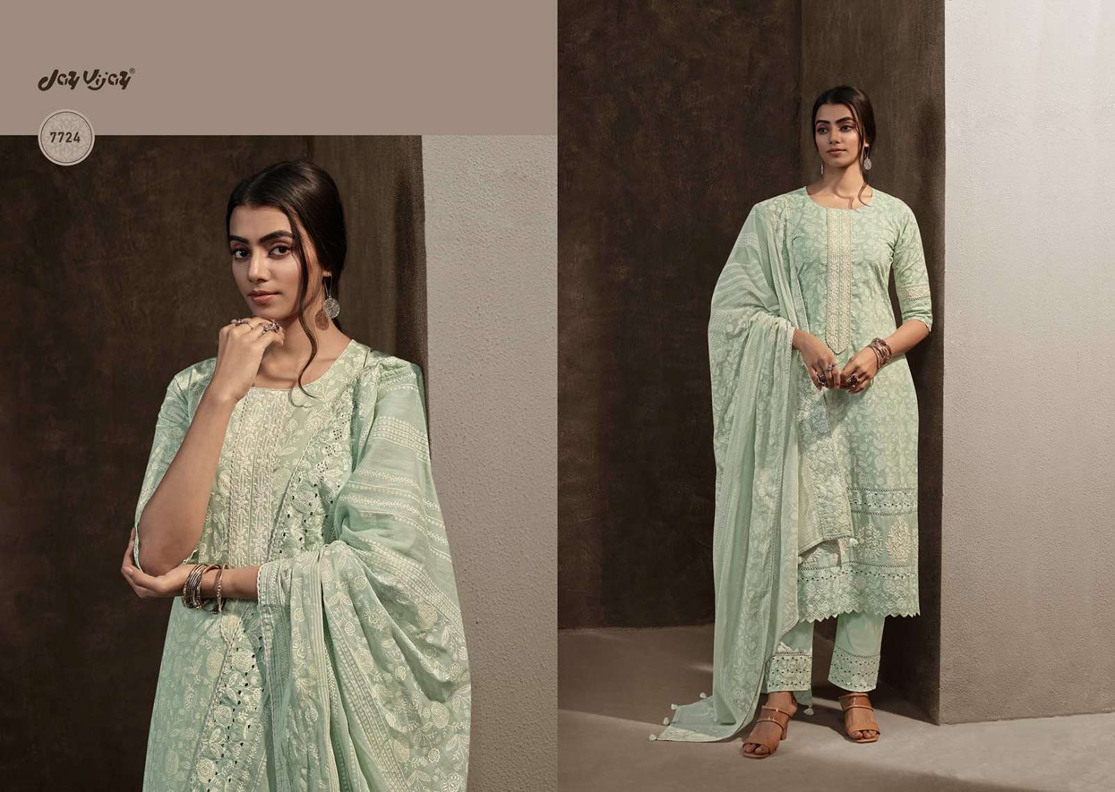 Shehnaaz By Jay Vijay Prints 7721 To 7728 Series Designer Festive Suits Beautiful Stylish Fancy Colorful Party Wear & Occasional Wear Pure Cotton Embroidered Dresses At Wholesale Price
