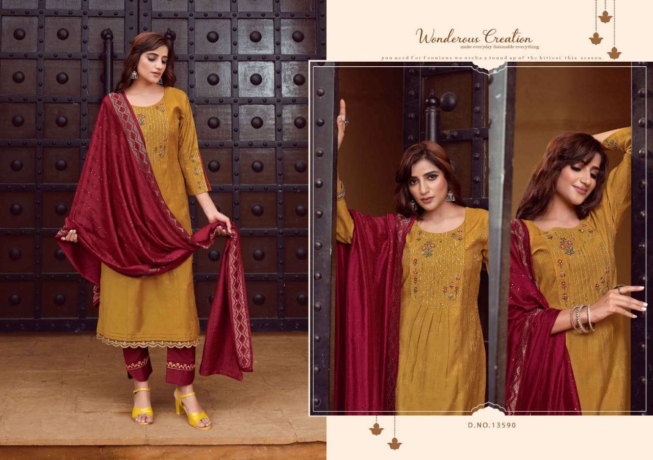 Dream By Kalaroop 13586 To 13591 Series Designer Festive Suits Beautiful Stylish Fancy Colorful Party Wear & Occasional Wear Heavy Rayon Dresses At Wholesale Price