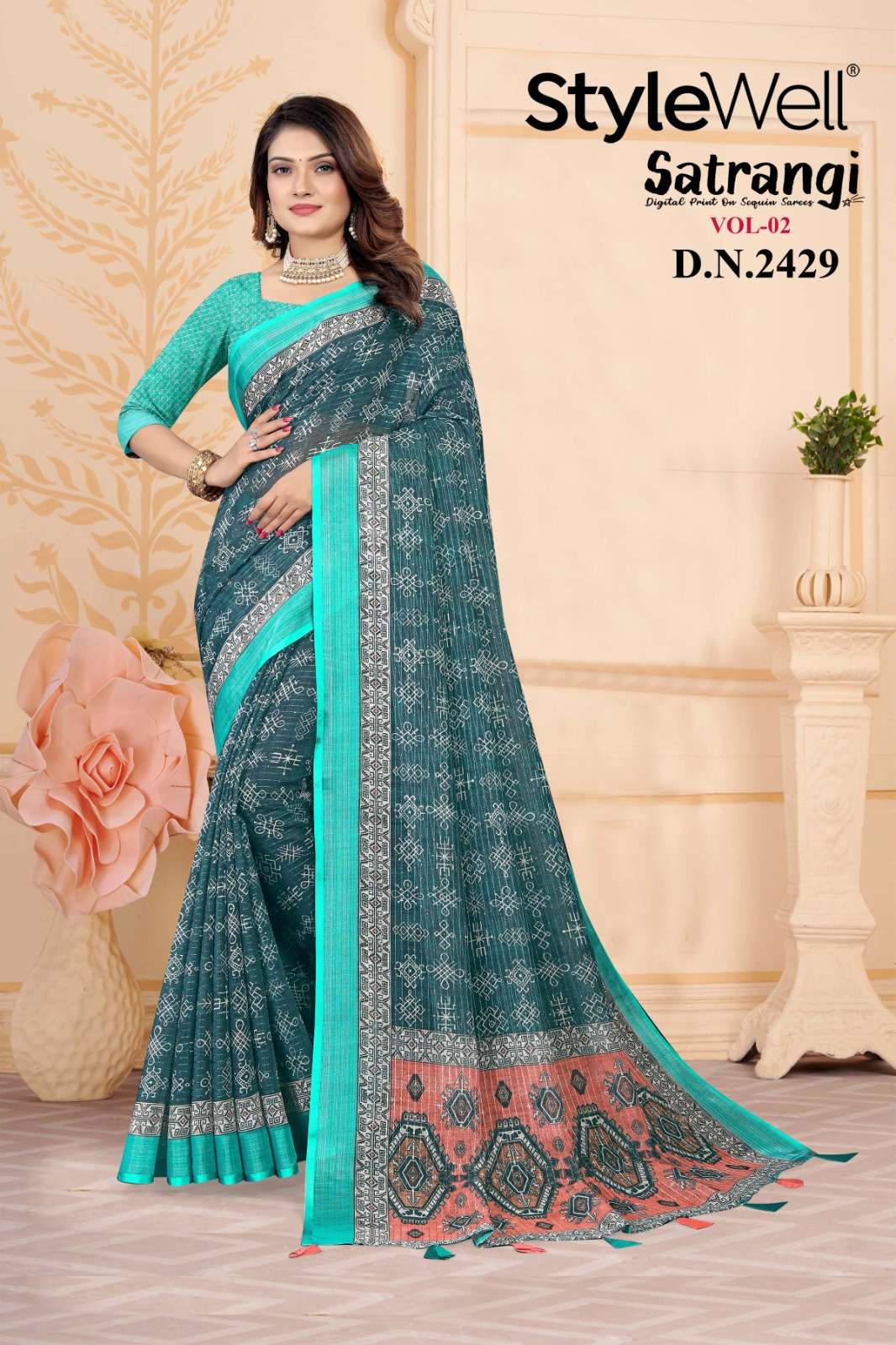 Satrangi Vol-2 By Stylewell 2425 To 2431 Series Indian Traditional Wear Collection Beautiful Stylish Fancy Colorful Party Wear & Occasional Wear Fancy Sarees At Wholesale Price