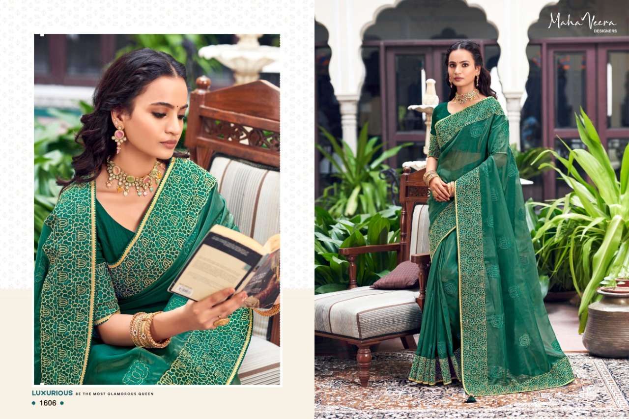 Meera By Maha Veera Designer 1601 To 1608 Series Indian Traditional Wear Collection Beautiful Stylish Fancy Colorful Party Wear & Occasional Wear Georgette Sarees At Wholesale Price