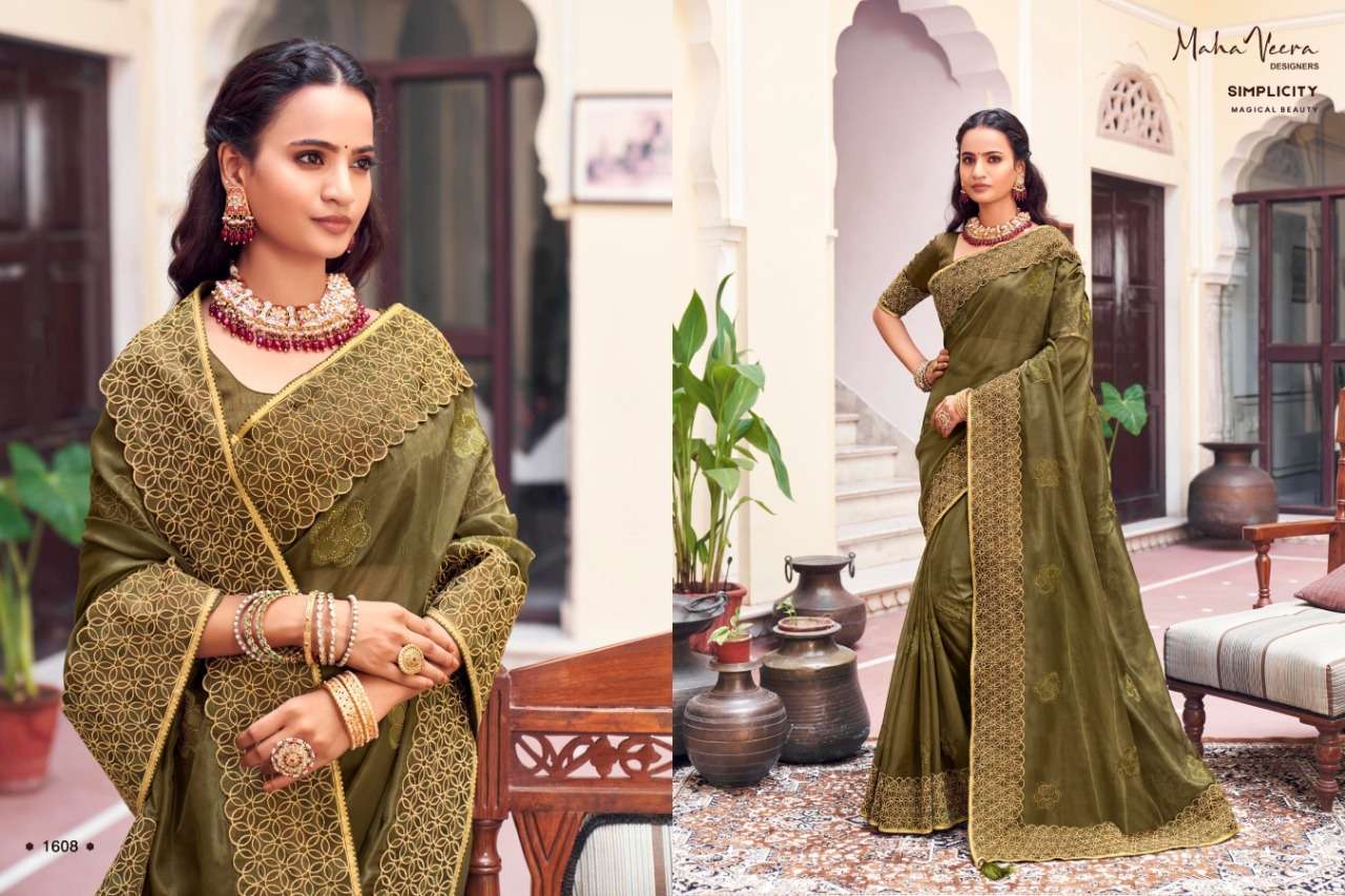 Meera By Maha Veera Designer 1601 To 1608 Series Indian Traditional Wear Collection Beautiful Stylish Fancy Colorful Party Wear & Occasional Wear Georgette Sarees At Wholesale Price