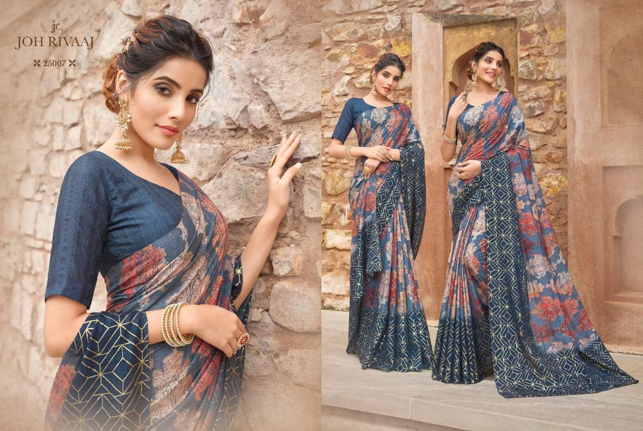 Jiyara By Joh Rivaaj 25001 To 25009 Series Indian Traditional Wear Collection Beautiful Stylish Fancy Colorful Party Wear & Occasional Wear Fancy Sarees At Wholesale Price