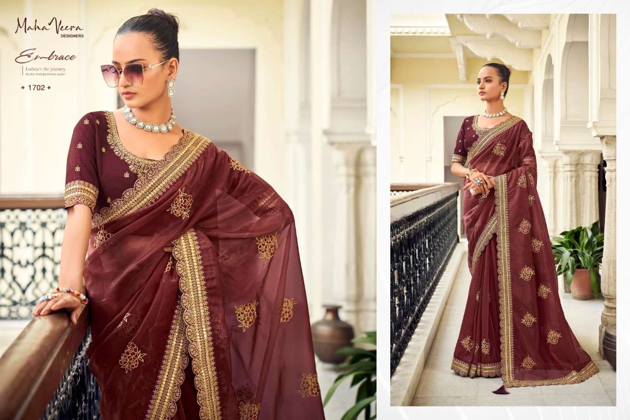Vaidehi By Maha Veera Designer 1701 To 1708 Series Indian Traditional Wear Collection Beautiful Stylish Fancy Colorful Party Wear & Occasional Wear Georgette Sarees At Wholesale Price