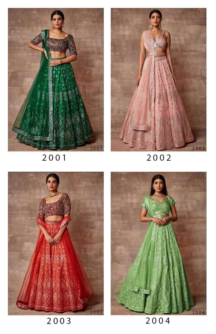 Acra By Prakruti 2001 To 2004 Series Indian Traditional Beautiful Stylish Designer Banarasi Silk Jacquard Embroidered Party Wear Soft Organza Lehengas At Wholesale Price