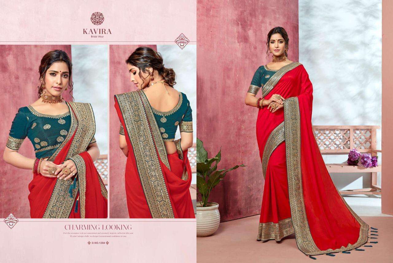 Bridal Wear Vol-3 By Kavira 1201 To 1209 Series Indian Traditional Wear Collection Beautiful Stylish Fancy Colorful Party Wear & Occasional Wear Fancy Sarees At Wholesale Price