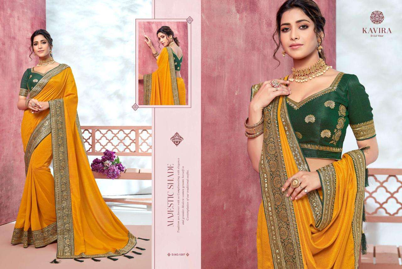 Bridal Wear Vol-3 By Kavira 1201 To 1209 Series Indian Traditional Wear Collection Beautiful Stylish Fancy Colorful Party Wear & Occasional Wear Fancy Sarees At Wholesale Price