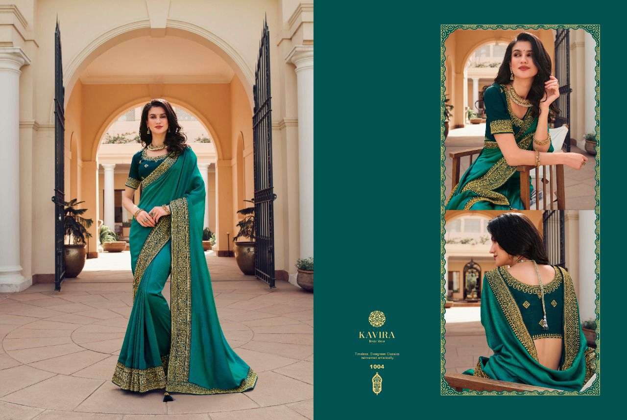 Kavira Vol-4 By Kavira 1001 To 1012 Series Indian Traditional Wear Collection Beautiful Stylish Fancy Colorful Party Wear & Occasional Wear Vichitra Sarees At Wholesale Price