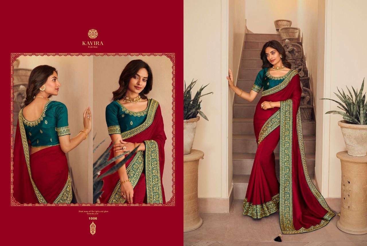 Kavira Vol-4 By Kavira 1001 To 1012 Series Indian Traditional Wear Collection Beautiful Stylish Fancy Colorful Party Wear & Occasional Wear Vichitra Sarees At Wholesale Price
