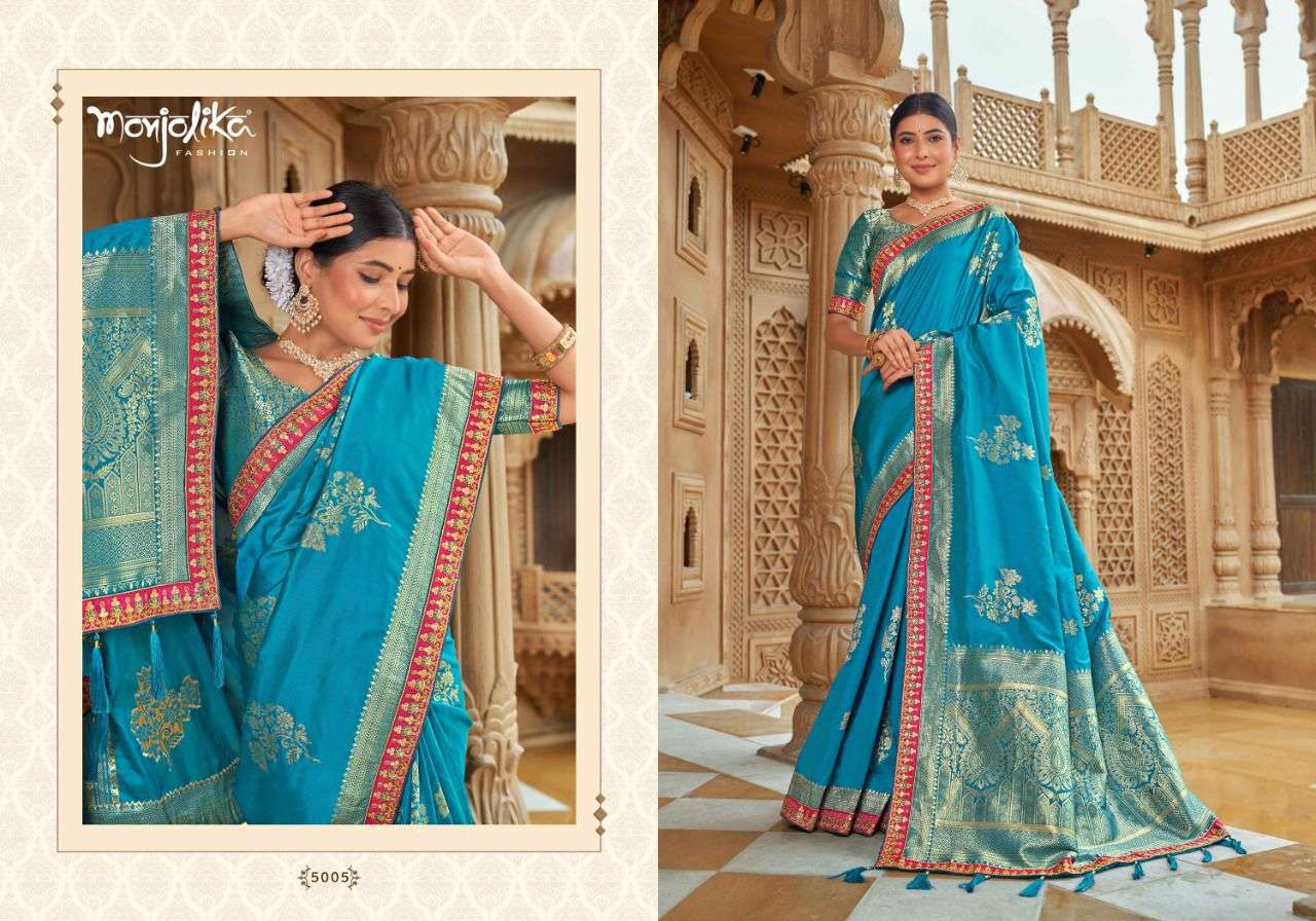 Madhu Kantha By Monjolika 5001 To 5013 Series Indian Traditional Wear Collection Beautiful Stylish Fancy Colorful Party Wear & Occasional Wear Chinnon Print Sarees At Wholesale Price