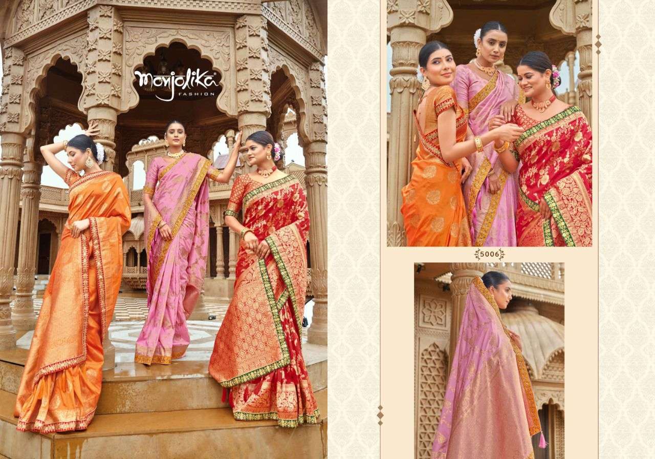 Madhu Kantha By Monjolika 5001 To 5013 Series Indian Traditional Wear Collection Beautiful Stylish Fancy Colorful Party Wear & Occasional Wear Chinnon Print Sarees At Wholesale Price