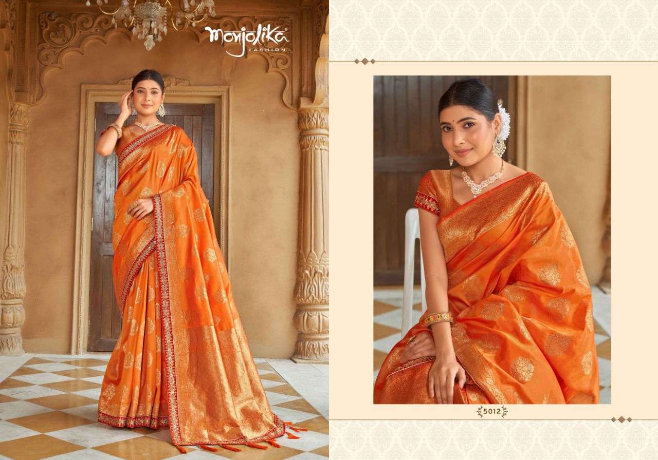 Madhu Kantha By Monjolika 5001 To 5013 Series Indian Traditional Wear Collection Beautiful Stylish Fancy Colorful Party Wear & Occasional Wear Chinnon Print Sarees At Wholesale Price