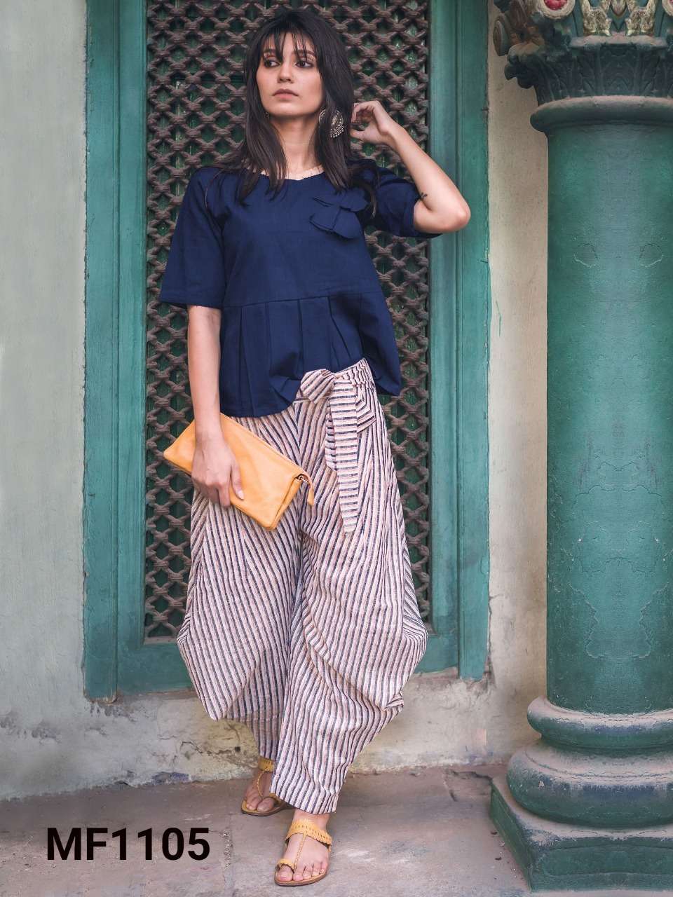 Mesmora 1101 Series By Mesmora 1101 To 1115 Series Beautiful Stylish Fancy Colorful Casual Wear & Ethnic Wear Cotton Print Tops With Bottom At Wholesale Price