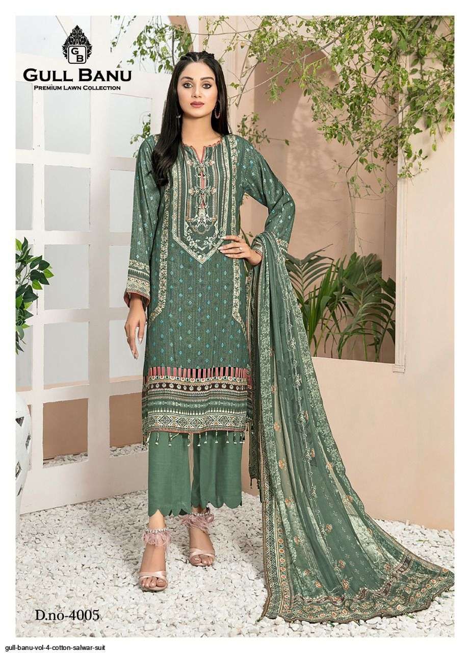 Gull Banu Vol-4 By Gull Aahmed 4001 To 4006 Series Beautiful Suits Stylish Fancy Colorful Party Wear & Occasional Wear Pure Lawn Print Dresses At Wholesale Price