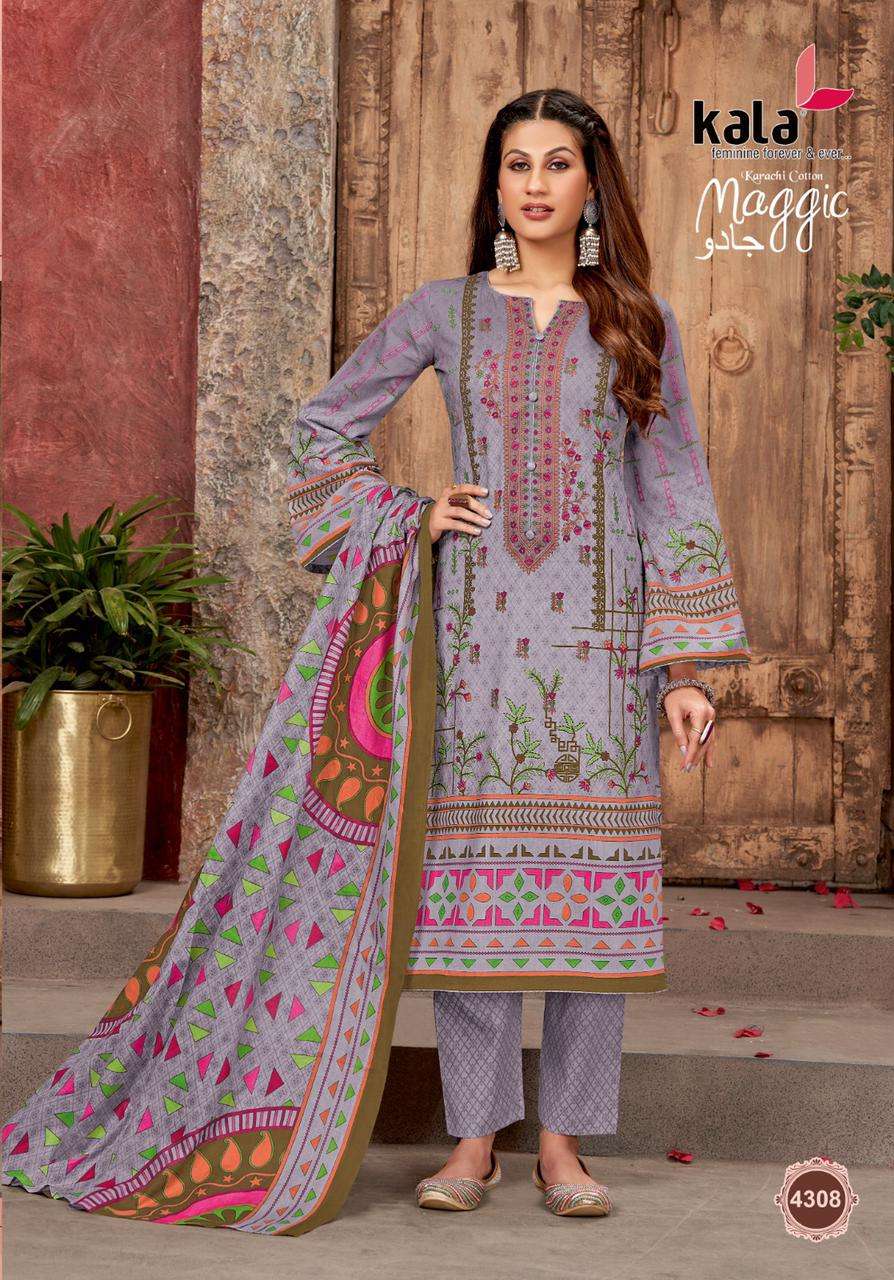 Maggic Vol-18 By Kala 4301 To 4312 Series Beautiful Suits Stylish Colorful Fancy Casual Wear & Ethnic Wear Pure Cotton Print Dresses At Wholesale Price