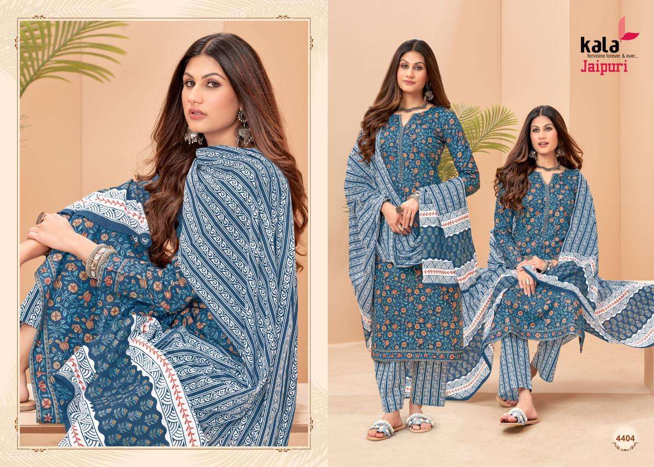 Jaipuri Vol-1 By Kala 4401 To 4412 Series Beautiful Suits Stylish Colorful Fancy Casual Wear & Ethnic Wear Pure Cotton Print Dresses At Wholesale Price