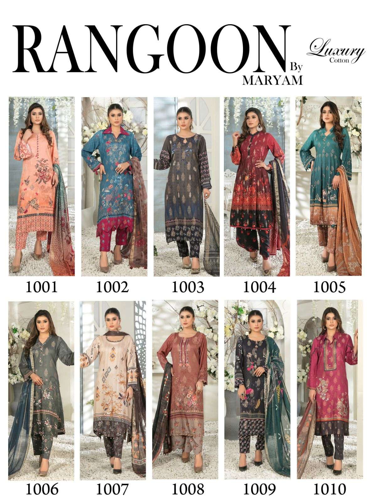Rangoon By Maryam 1001 To 1010 Series Beautiful Suits Stylish Colorful Fancy Casual Wear & Ethnic Wear Cotton Print Dresses At Wholesale Price