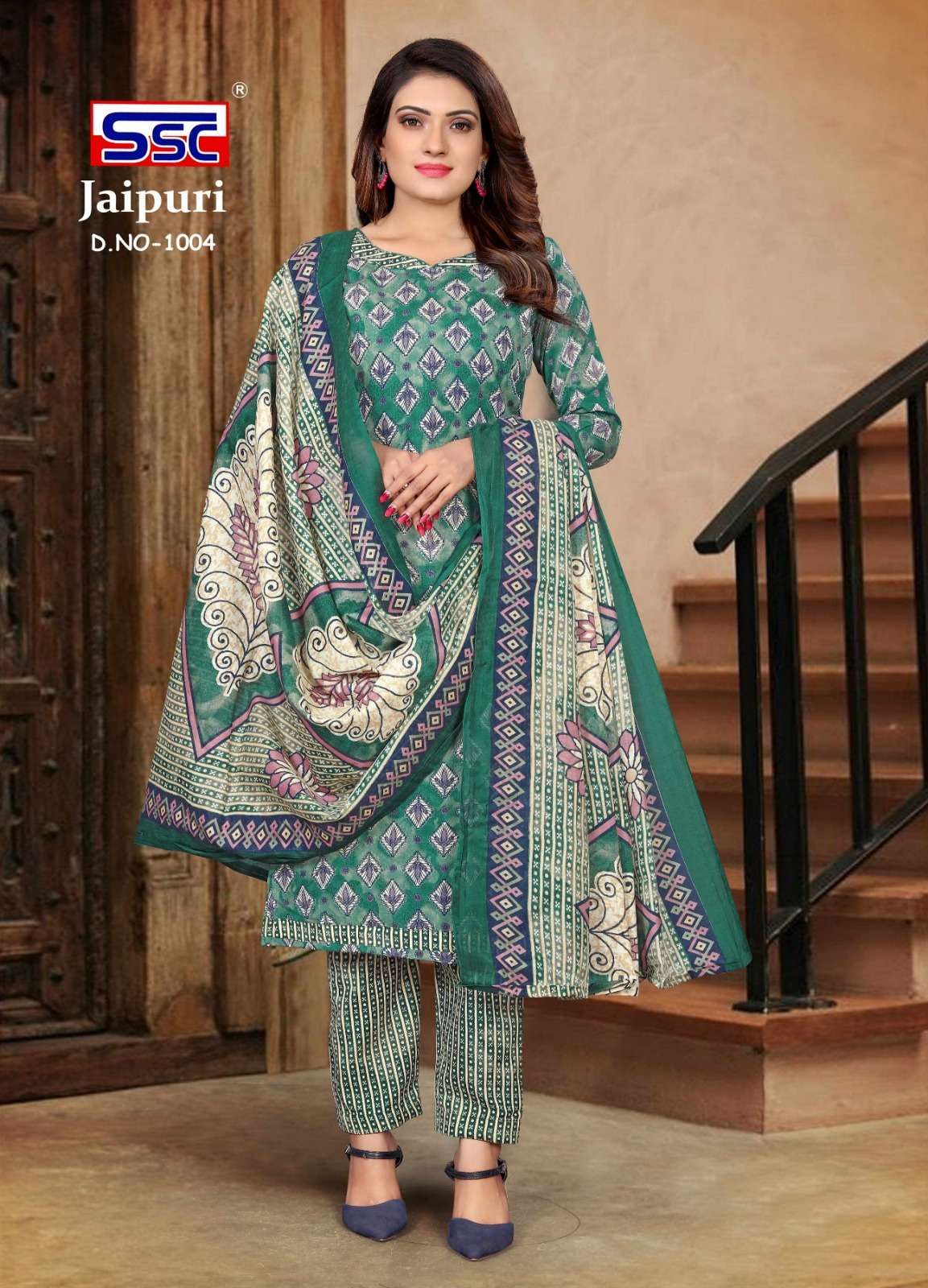 Jaipuri By Shree Shanti Creation 1001 To 1012 Series Beautiful Suits Colorful Stylish Fancy Casual Wear & Ethnic Wear Soft Cotton Print Dresses At Wholesale Price