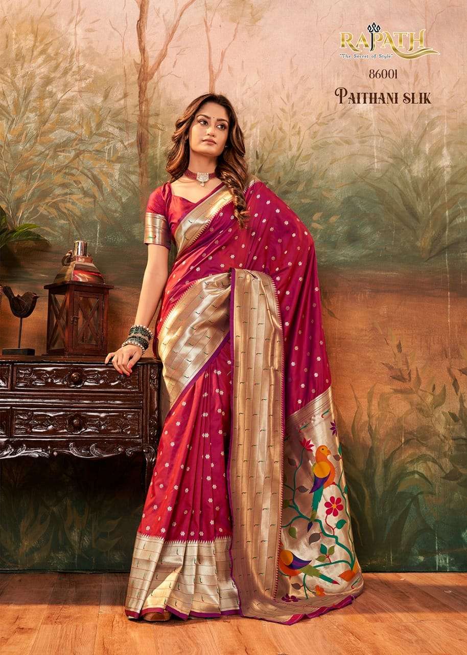 Pavitra Paithani Silk By Rajpath 86001 To 86008 Series Indian Traditional Wear Collection Beautiful Stylish Fancy Colorful Party Wear & Occasional Wear Pure Silk Sarees At Wholesale Price