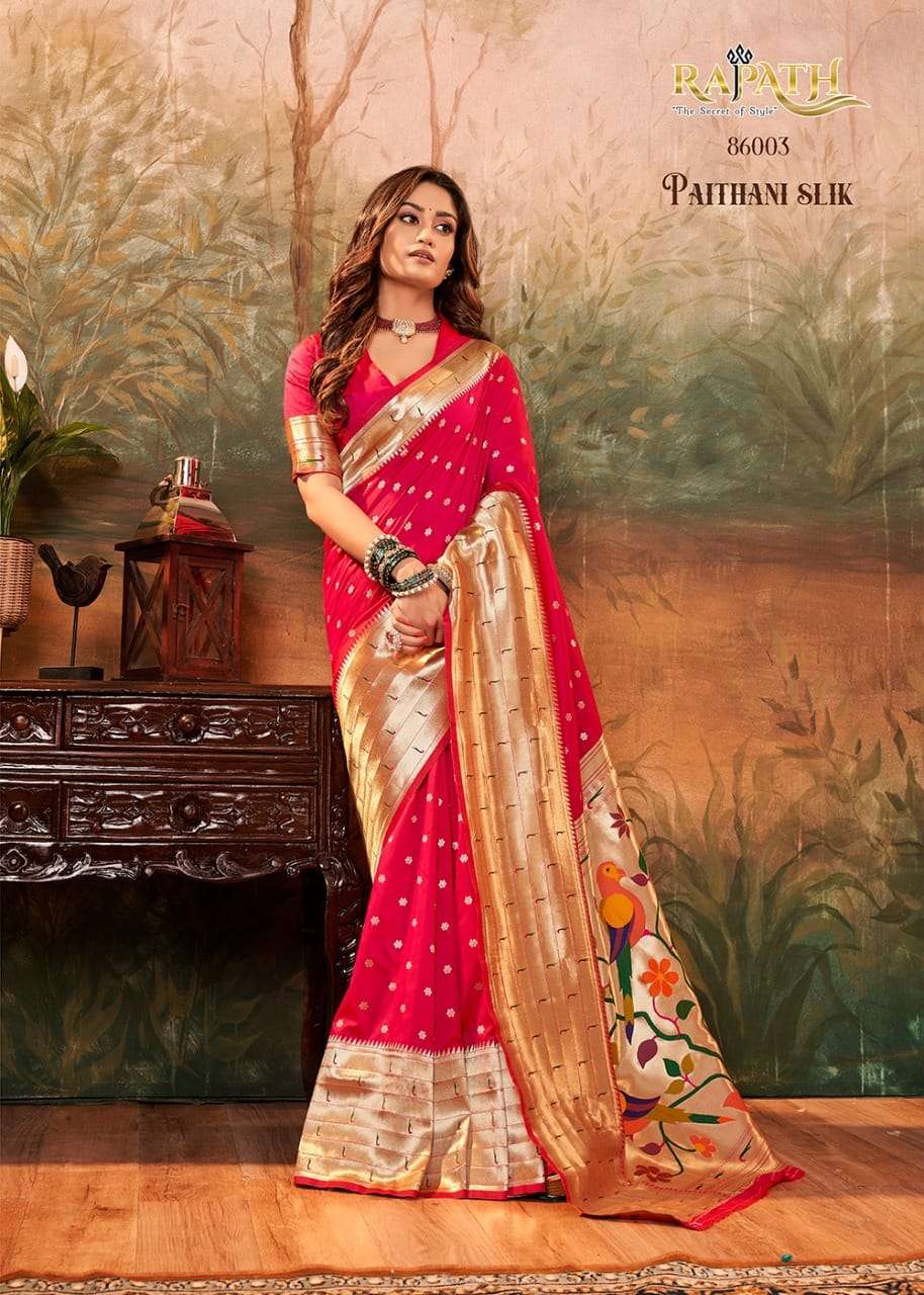 Pavitra Paithani Silk By Rajpath 86001 To 86008 Series Indian Traditional Wear Collection Beautiful Stylish Fancy Colorful Party Wear & Occasional Wear Pure Silk Sarees At Wholesale Price