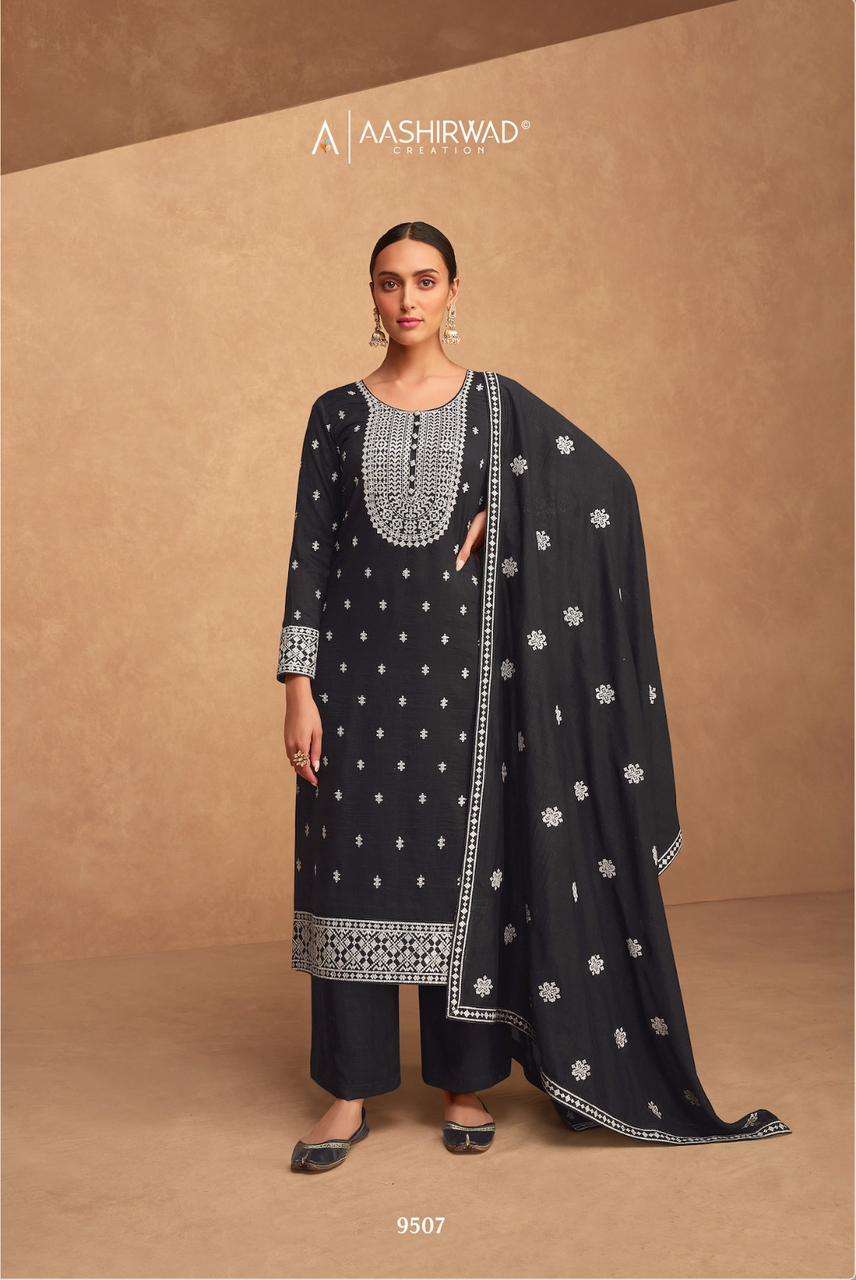 Kashida By Aashirwad Creation 9504 To 9507 Series Designer Festive Suits Beautiful Fancy Colorful Stylish Party Wear & Occasional Wear Premium Silk Dresses At Wholesale Price