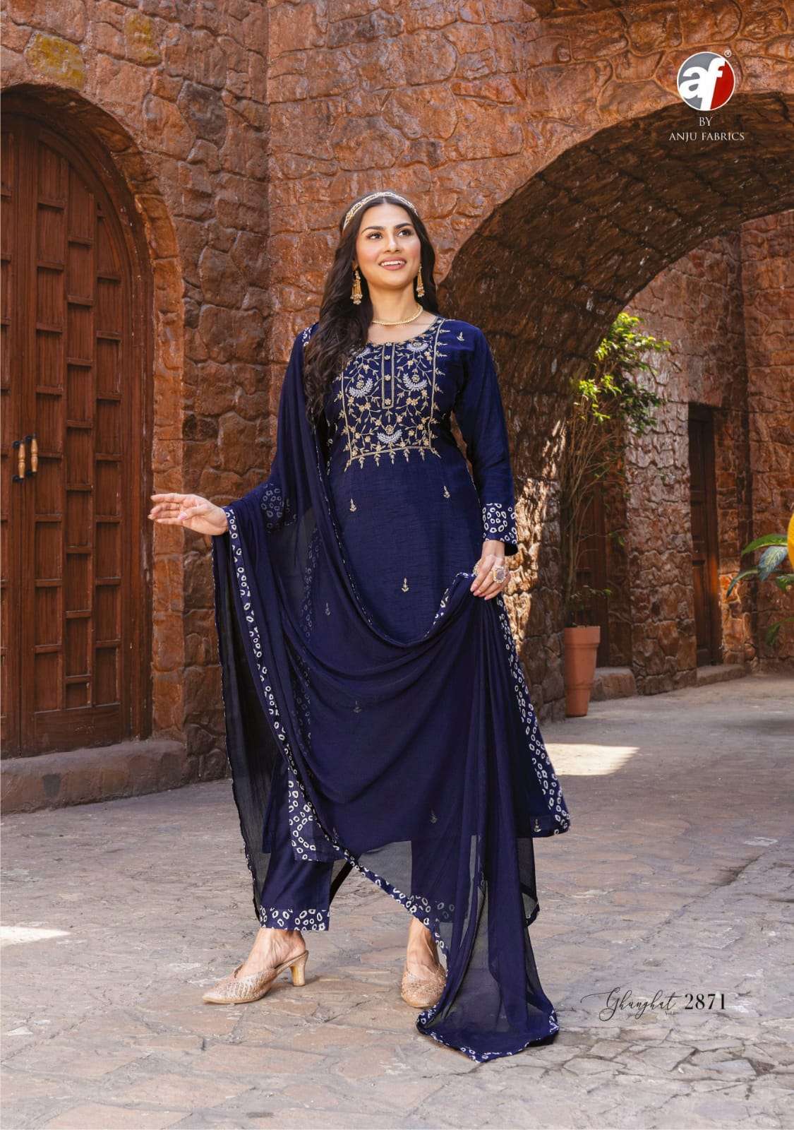 Ghunghat Vol-8 By Anju Fabrics 2871 To 2876 Series Beautiful Stylish Suits Fancy Colorful Casual Wear & Ethnic Wear & Ready To Wear Pure Viscose Silk Embroidered Dresses At Wholesale Price