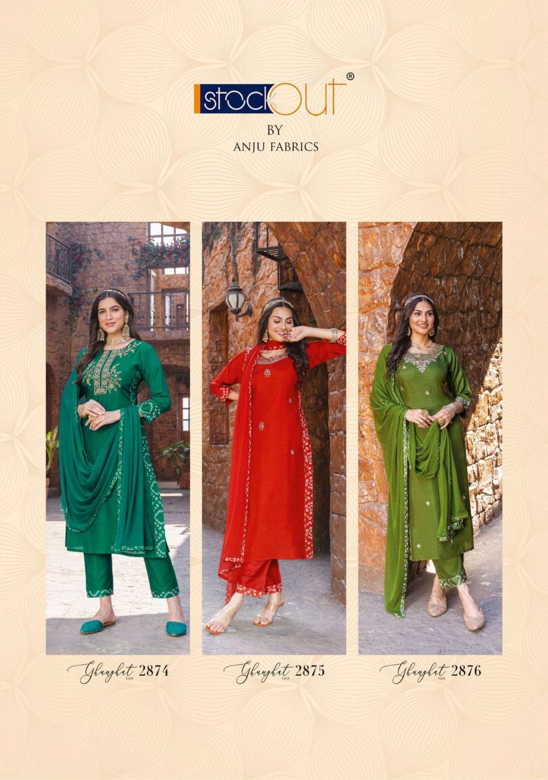 Ghunghat Vol-8 By Anju Fabrics 2871 To 2876 Series Beautiful Stylish Suits Fancy Colorful Casual Wear & Ethnic Wear & Ready To Wear Pure Viscose Silk Embroidered Dresses At Wholesale Price