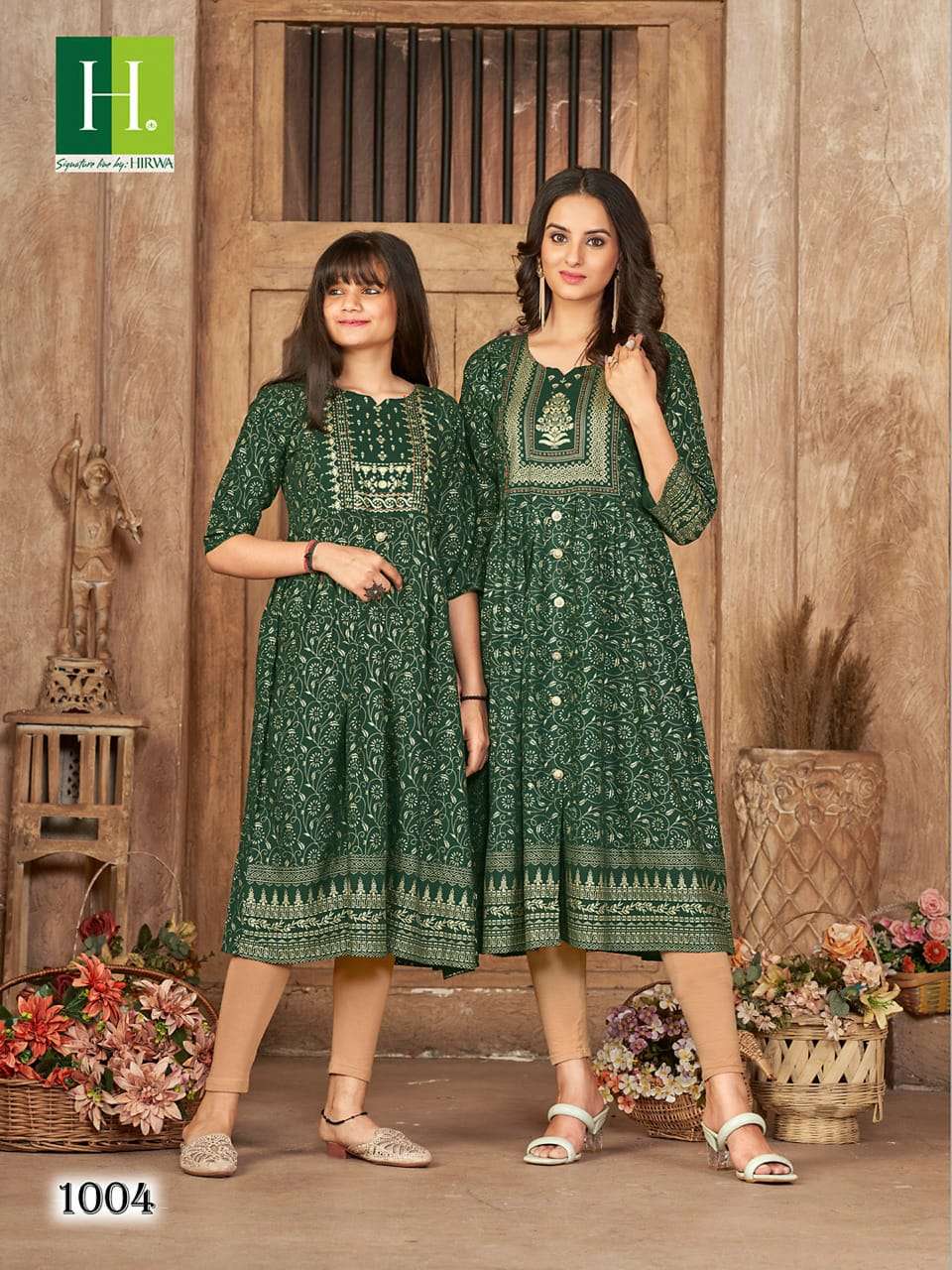 Me And Mom By Hirwa 1001 To 1008 Series Beautiful Stylish Fancy Colorful Casual Wear & Ethnic Wear Rayon Foil Kurtis At Wholesale Price