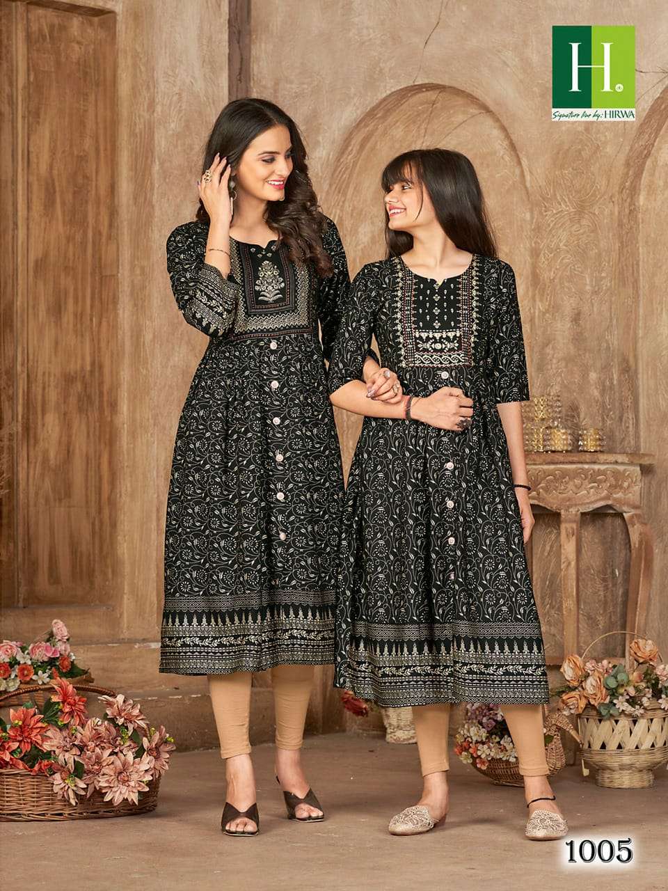 Me And Mom By Hirwa 1001 To 1008 Series Beautiful Stylish Fancy Colorful Casual Wear & Ethnic Wear Rayon Foil Kurtis At Wholesale Price