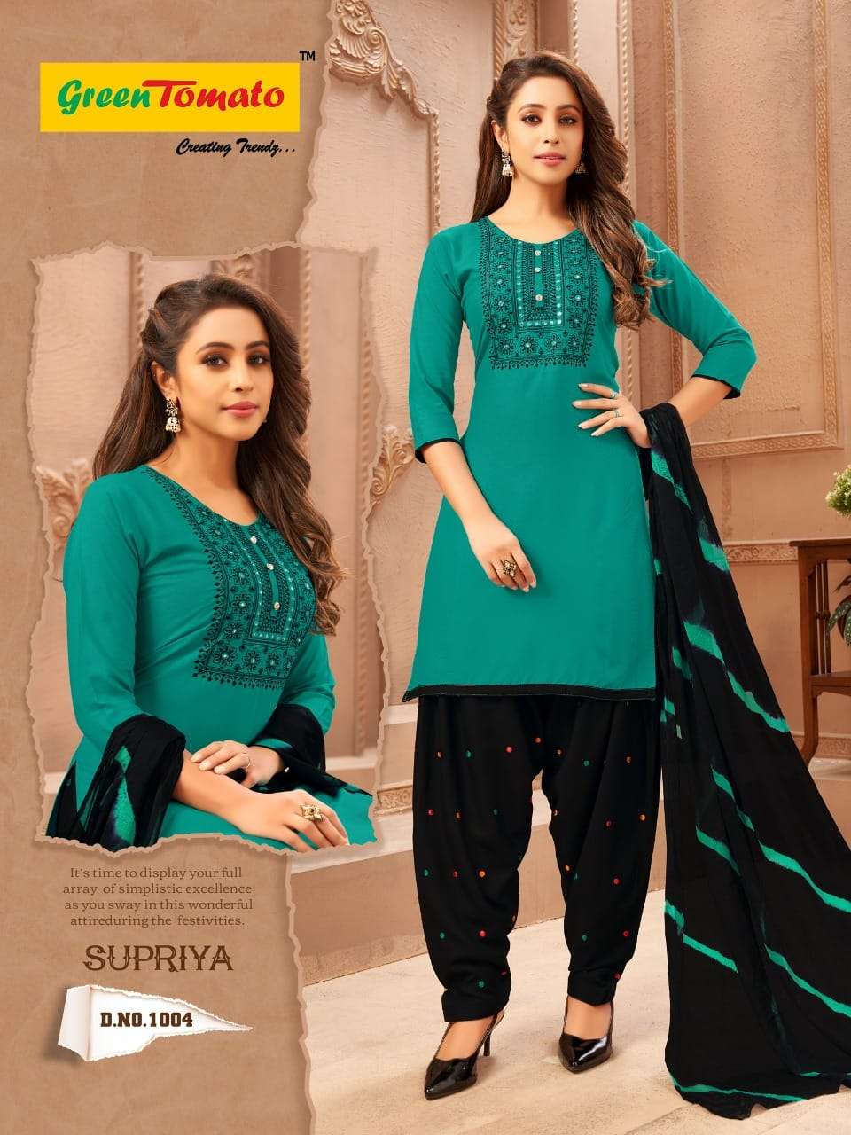 Supriya By Green Tomato 1001 To 1008 Series Beautiful Patiyala Suits Colorful Stylish Fancy Casual Wear & Ethnic Wear Heavy Rayon Dresses At Wholesale Price