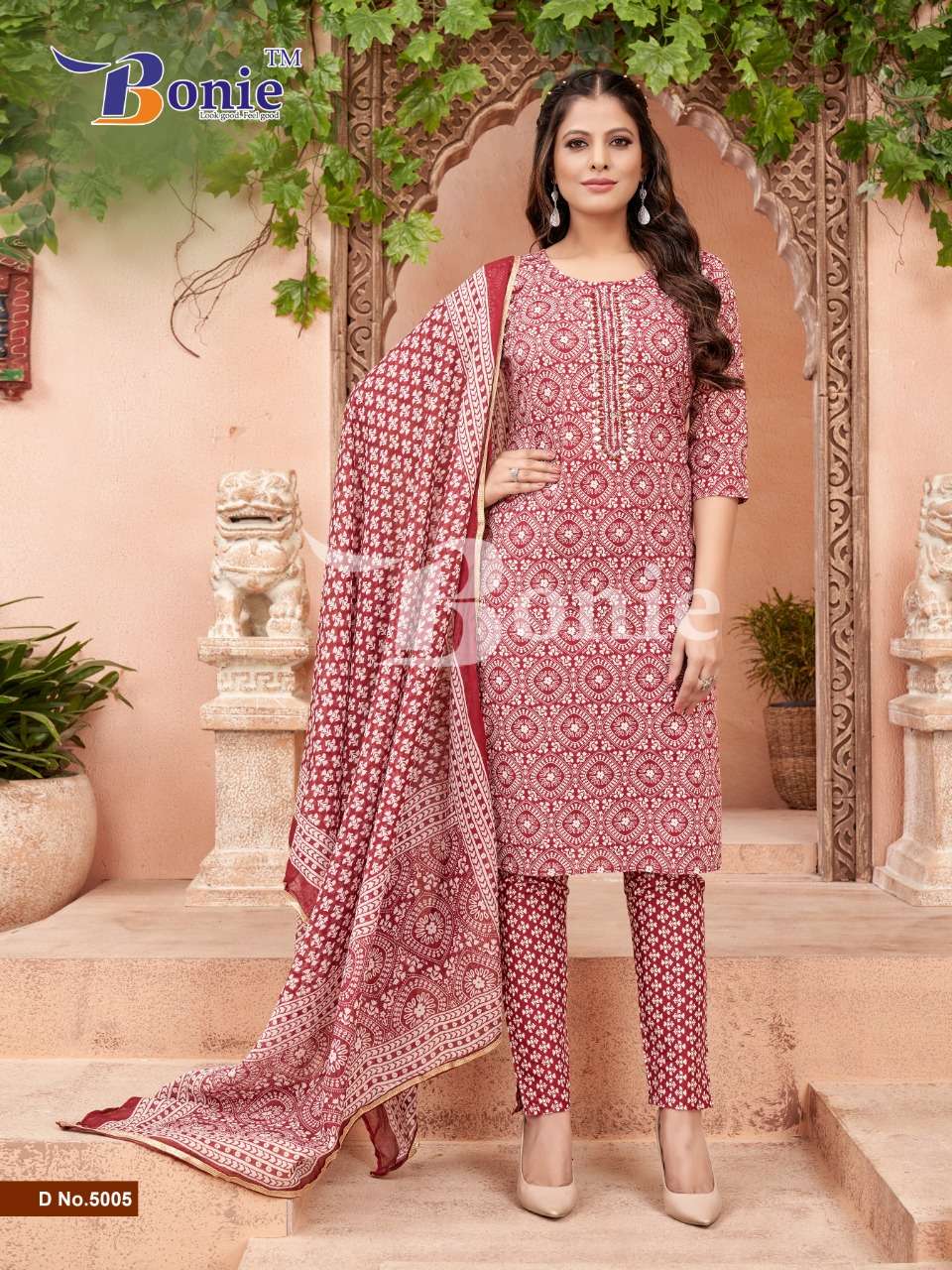 Noor Vol-5 By Bonie 5001 To 5005 Series Beautiful Festive Suits Colorful Stylish Fancy Casual Wear & Ethnic Wear Cotton Print Dresses At Wholesale Price